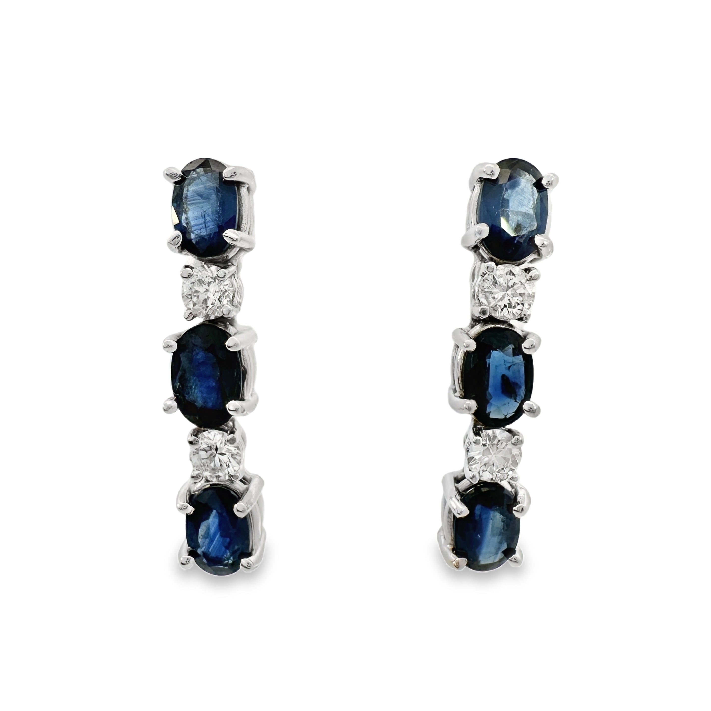 White Gold Sapphire and Diamond Earrings
