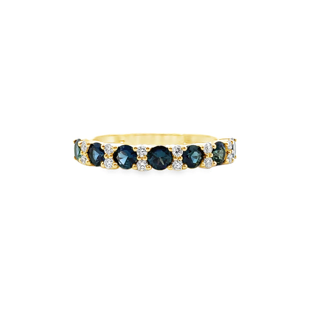 Yellow Gold Sapphire and Diamond Wedding Band