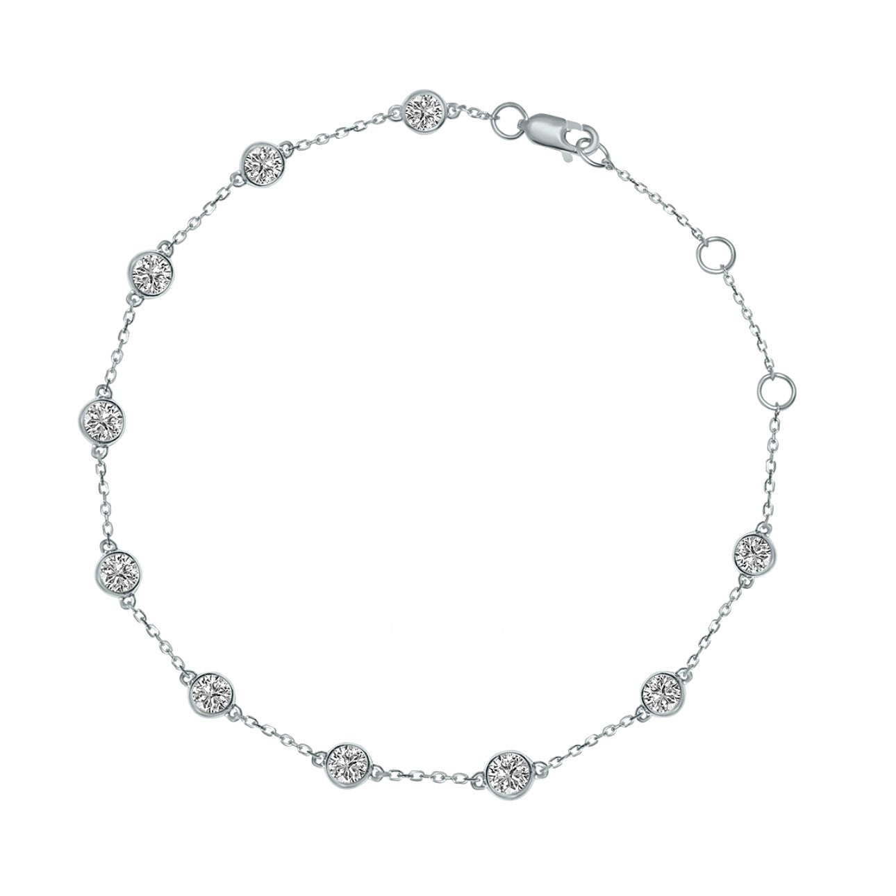 Lab Grown 1.00 Cttw. White Gold Bezel Set Diamond Bracelet