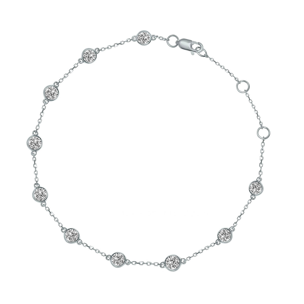Lab Grown 1.00 Cttw. White Gold Bezel Set Diamond Bracelet