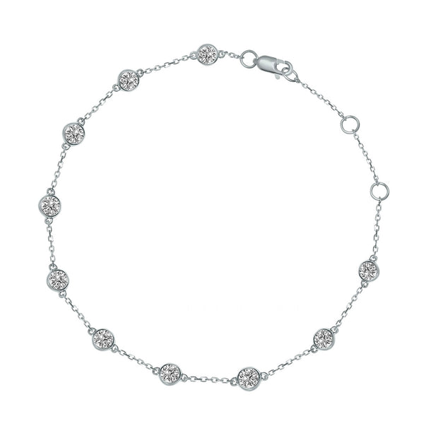 Lab Grown White Gold Bezel Set Diamond Bracelet