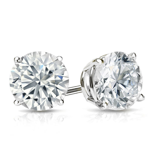 Lab Grown 6.71 Cttw. 14K White Gold Diamond Solitaire Earrings