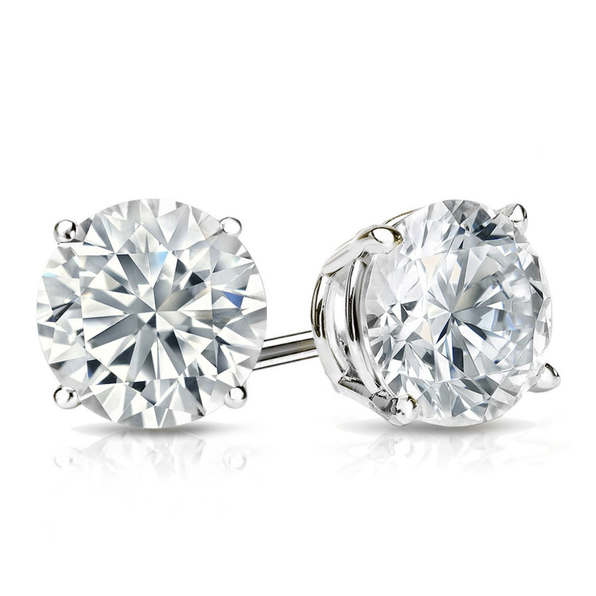 Lab Grown 2.97 Cttw. 14K White Gold Diamond Solitaire Earrings
