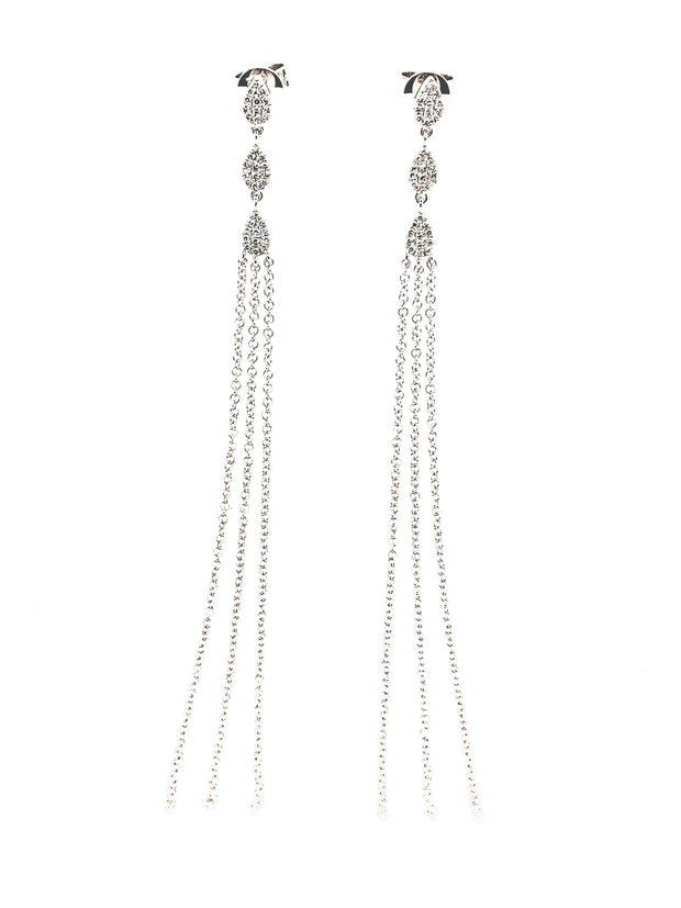 White Gold Diamond Fashion Dangle Earrings