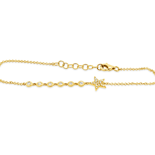Yellow Gold Diamond Star Bracelet