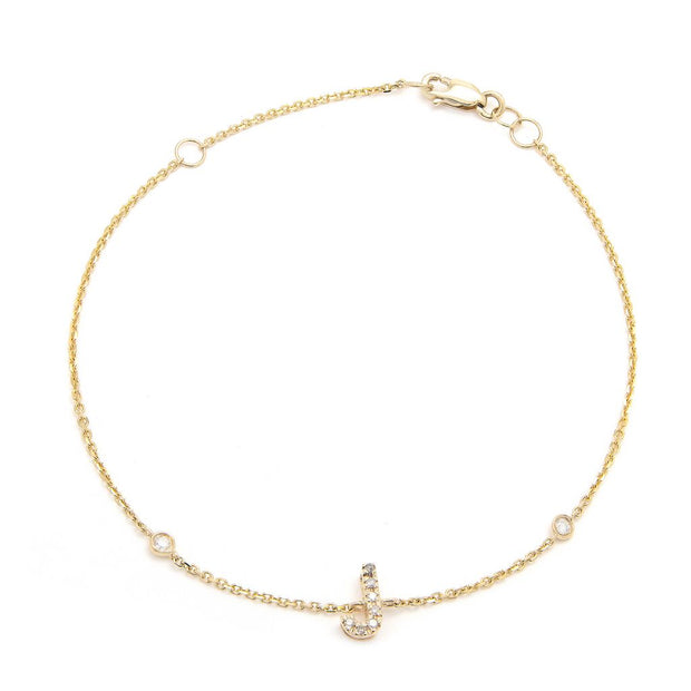 Yellow Gold Diamond Initial Bracelet