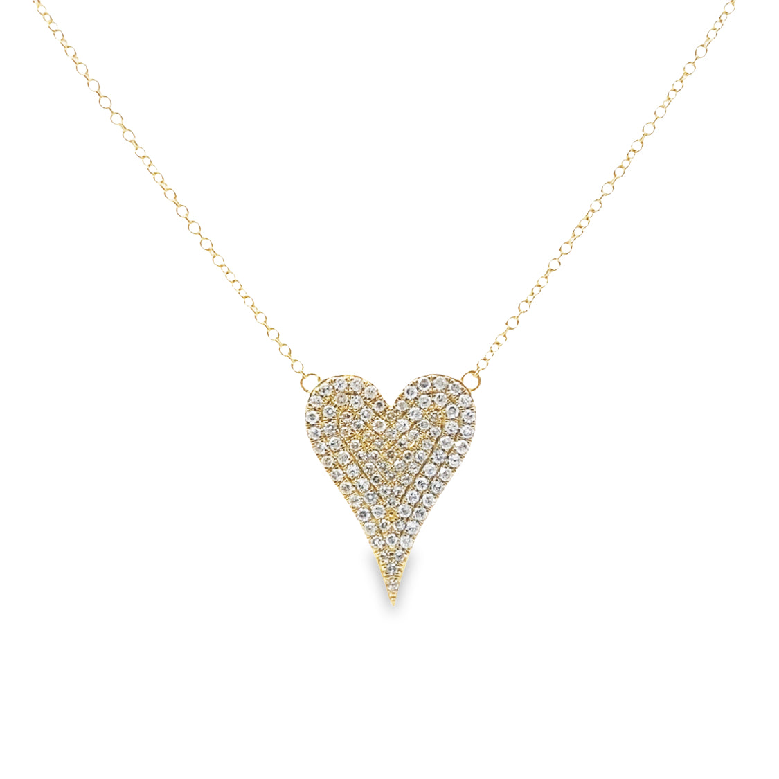 Yellow Gold Pave Diamond Heart Necklace