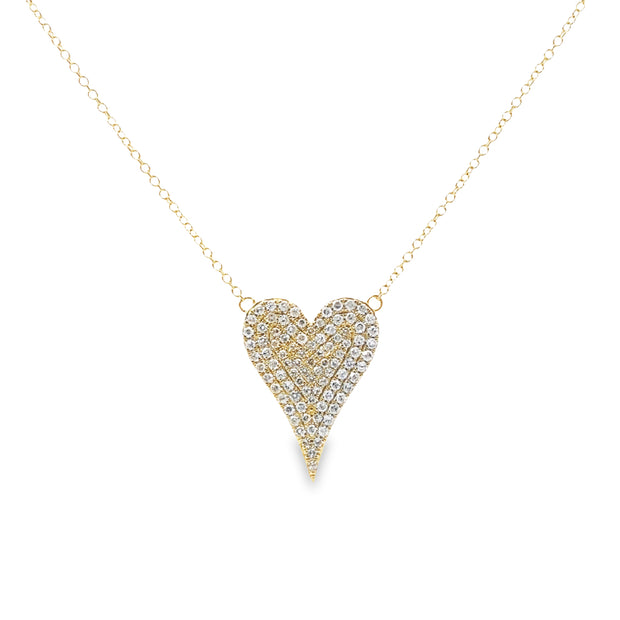 Yellow Gold Pave Diamond Heart Necklace