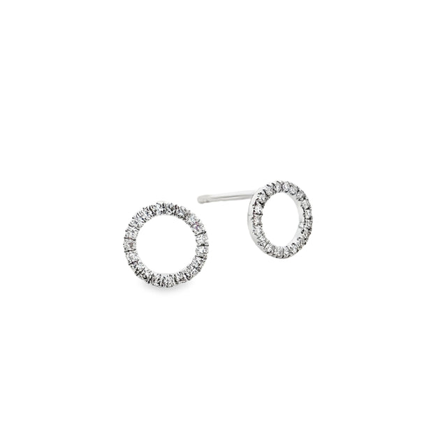 White Gold Diamond Circle Stud Earrings