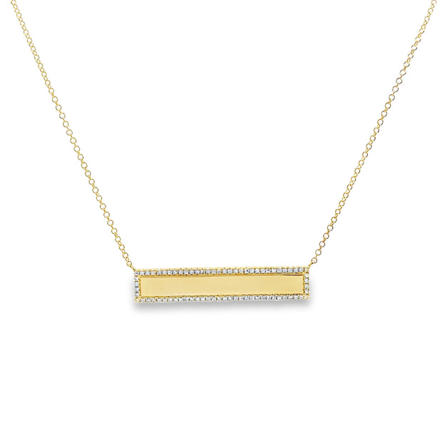 Yellow Gold Diamond Bar Necklace