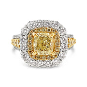 White/Yellow Gold Fancy Yellow Diamond Halo Ring