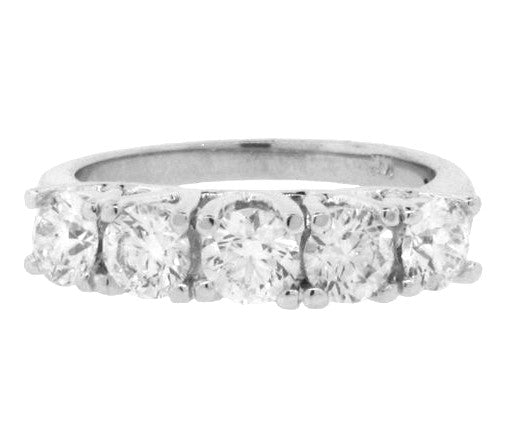 White Gold Five Stone Diamond Wedding Band