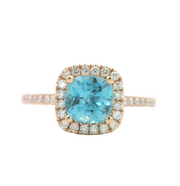 LeVian Rose Gold Blue Topaz and Diamond Halo Ring