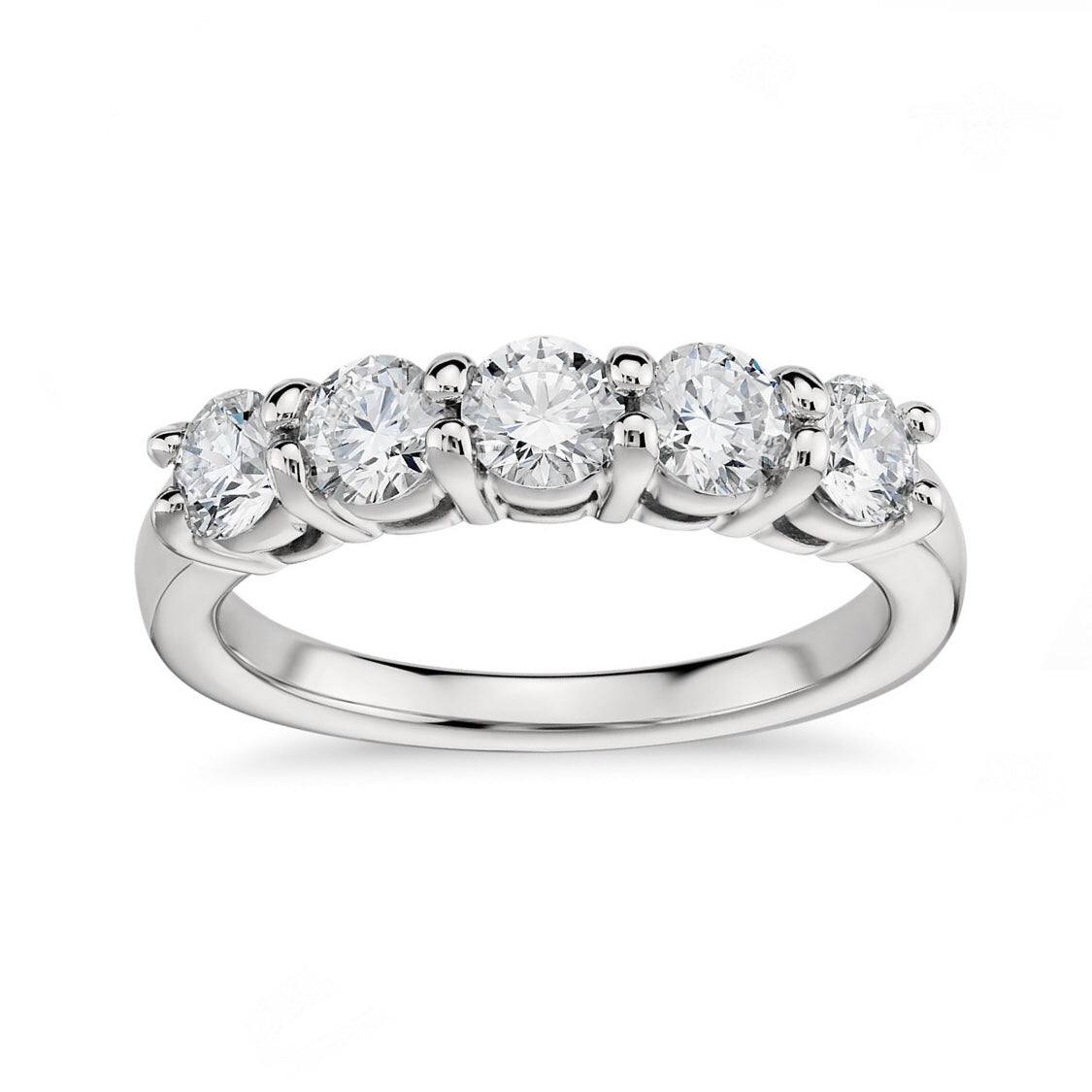 Lab Grown White Gold Five Stone Diamond Band