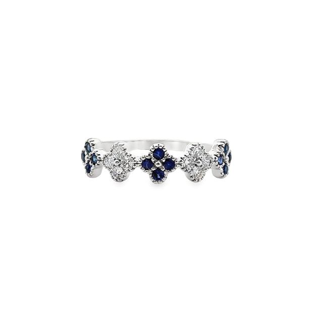 White Gold Sapphire and Diamond Band