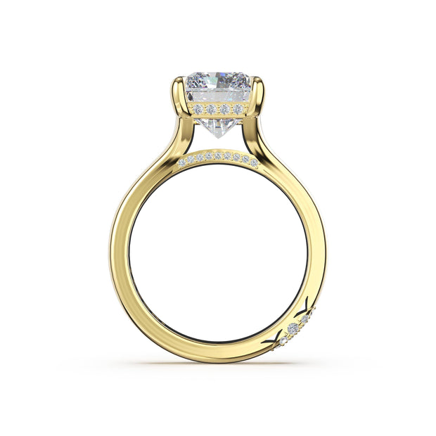 Lab Grown Cushion Cut Yellow Gold Diamond Tacori Engagement Ring