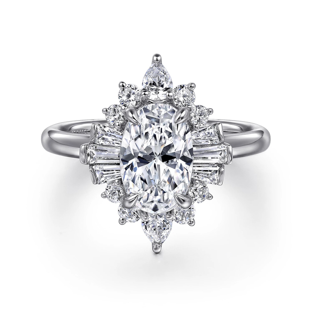 GABRIEL & CO "Floral Noveau" Engagement Ring