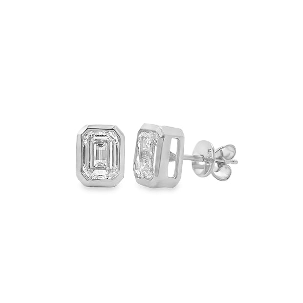 Lab Grown 1.04 Cttw. 14K White Gold Bezel Set Diamond Solitaire Earrings