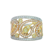 Simon G. Tri-Color Gold White and Yellow Diamond Fashion Band