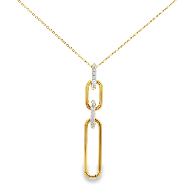 Yellow Gold Diamond Paperclip Fashion Pendant