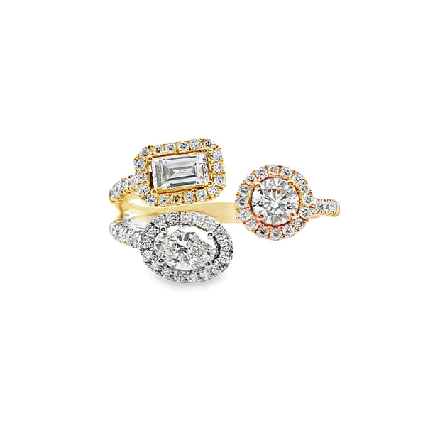 Yellow, White and Rose Gold Diamond Fashion Ring