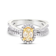 White/Yellow Gold Fancy Yellow Diamond Halo Ring