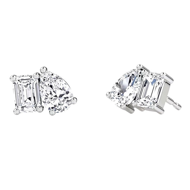 Lab Grown White Gold Diamond Toi Et Moi Earrings
