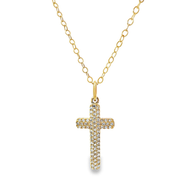Yellow Gold Pave Diamond Cross Pendant