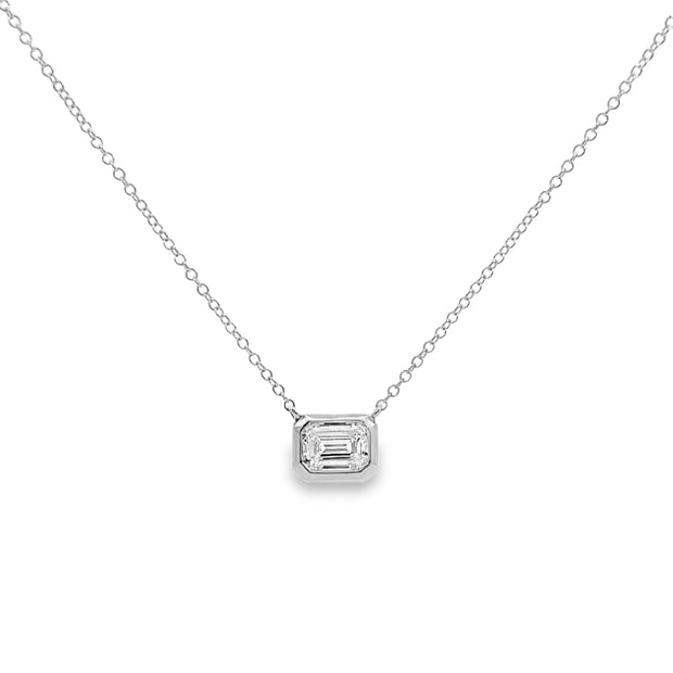 Lab Grown White Gold Diamond Solitaire Necklace