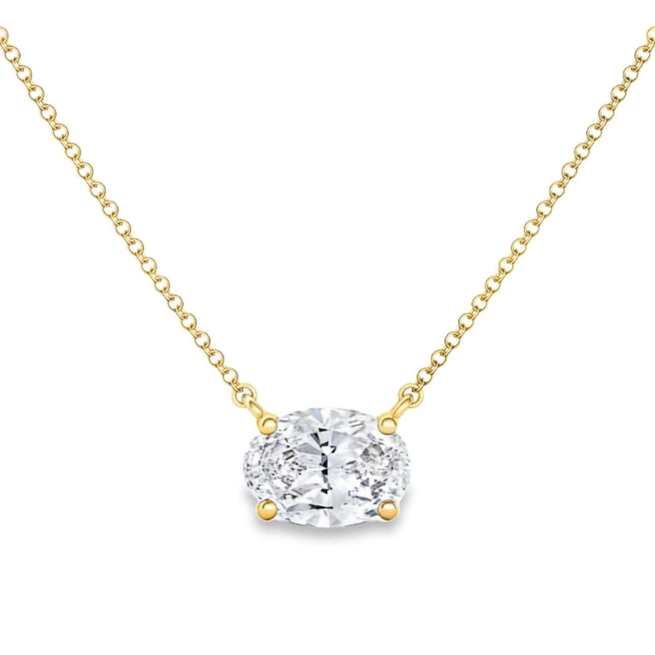 Yellow Gold Diamond Solitaire Necklace