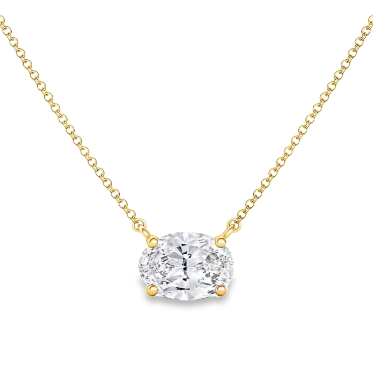 Yellow Gold Diamond Solitaire Necklace