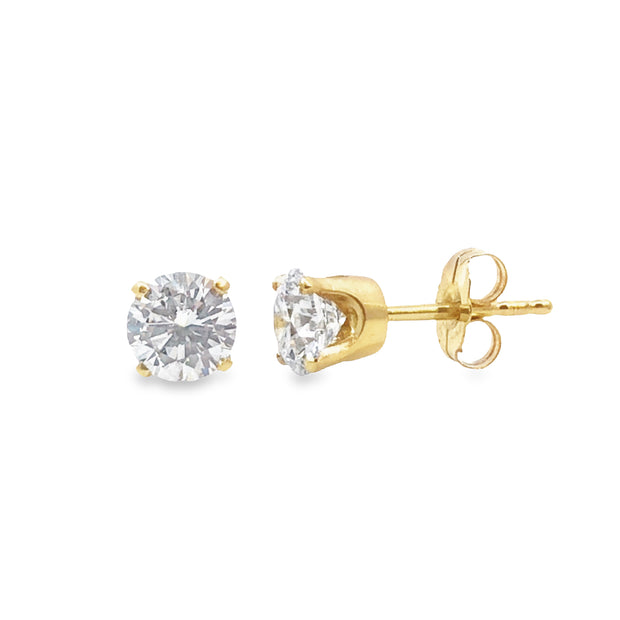 1.10 Cttw. Yellow Gold Diamond Solitaire Earrings