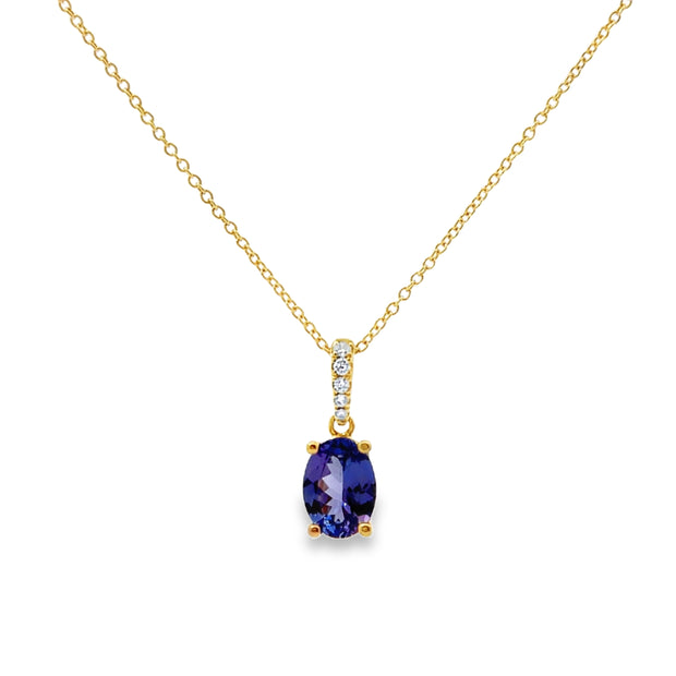 Yellow Gold Tanzanite and Diamond Pendant