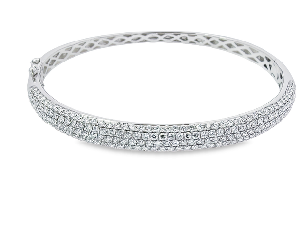 White Gold Pave Diamond Bangle Bracelet