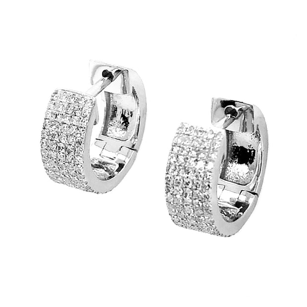 White Gold Diamond Huggie Earrings