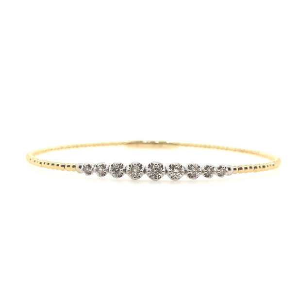 Yellow and White Gold Diamond Bangle Bracelet
