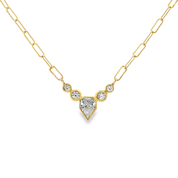 Just Jules Yellow Gold Bezel Set Diamond Necklace