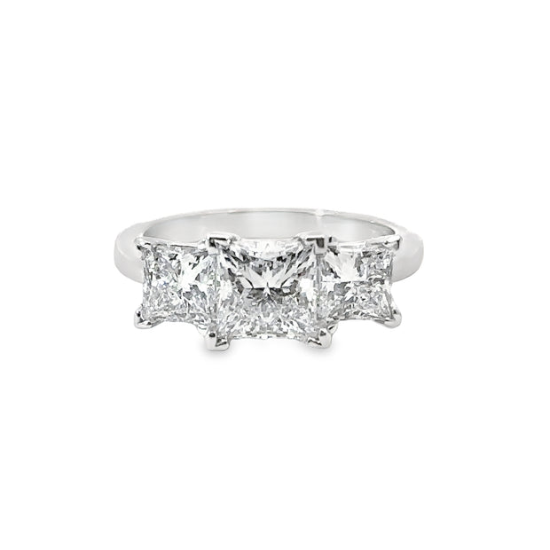 Lab Grown Diamond Platinum Three Stone Engagement Ring