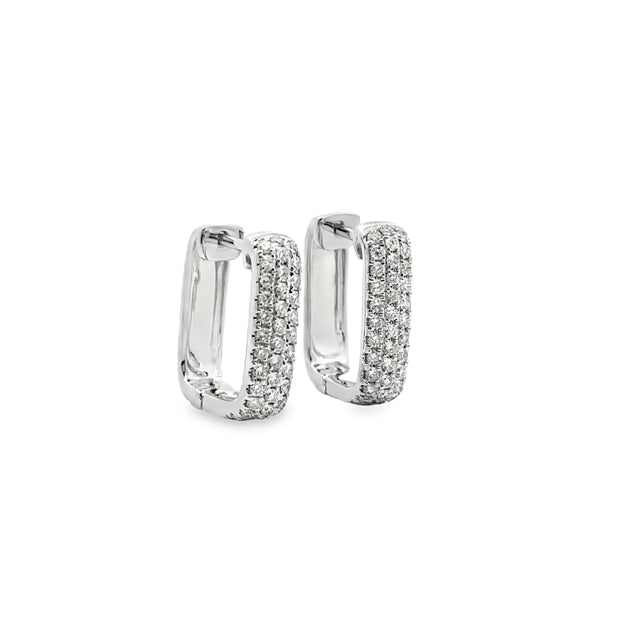 White Gold Pave Diamond Huggie Earrings