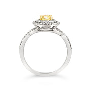 White/Yellow Gold Fancy Yellow Diamond Halo Ring