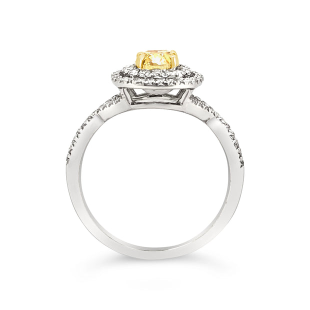 White/Yellow Gold Fancy Yellow Diamond Halo Ring