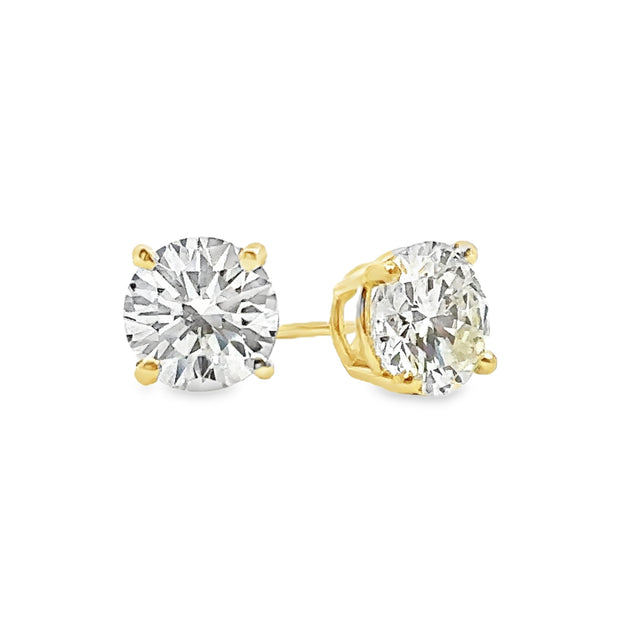 1.84 Cttw. Yellow Gold Diamond Solitaire Earrings