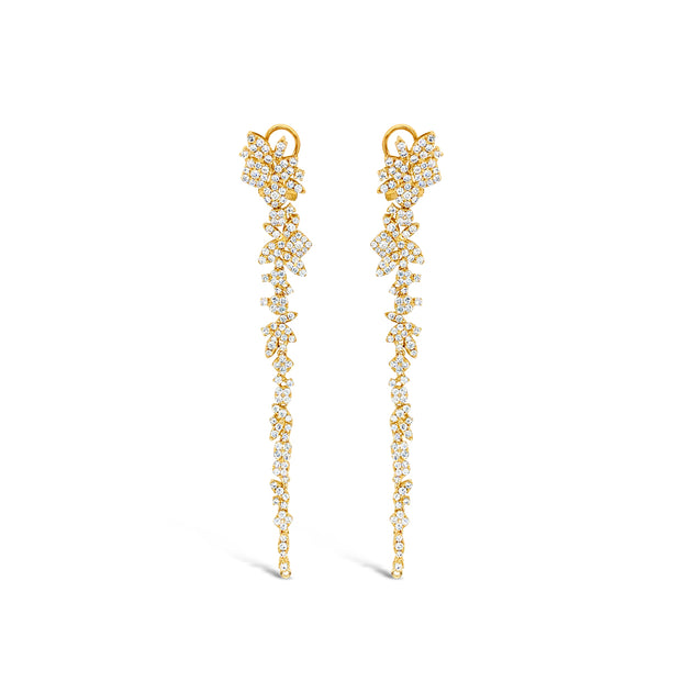 Yellow Gold Diamond Waterfall Convertible Earrings