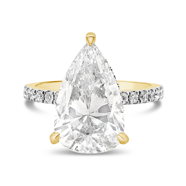 Yellow Gold Pear Shaped Diamond Engagement Ring