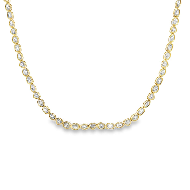 Lab Grown Yellow Gold Multi-Shape Diamond Fashion Necklace