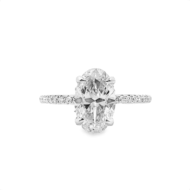 White Gold Hidden Halo Diamond Engagement Ring