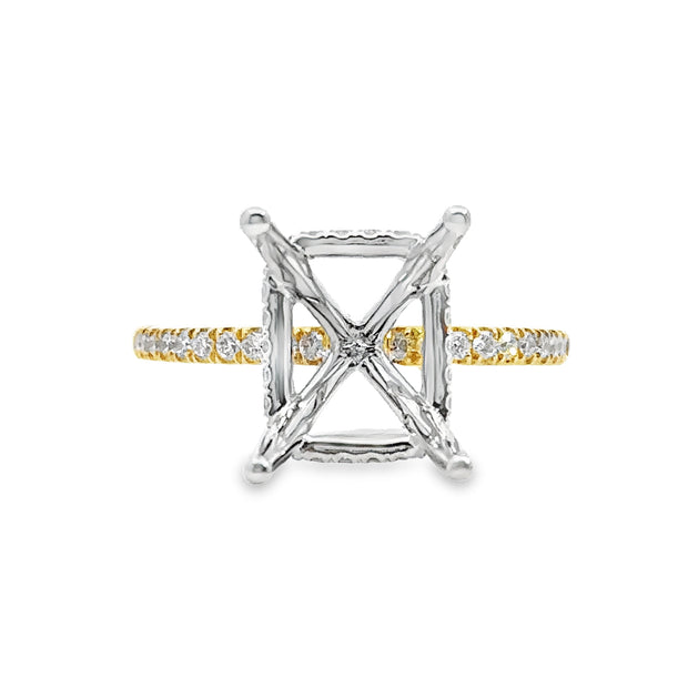 Yellow and White Gold Halo Engagement Ring
