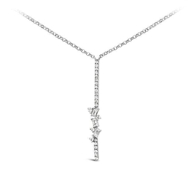 White Gold Diamond Vertical Bar Necklace