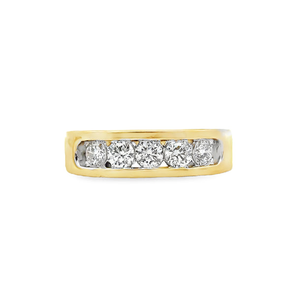 Yellow Gold Men's Five Stone Diamond Band