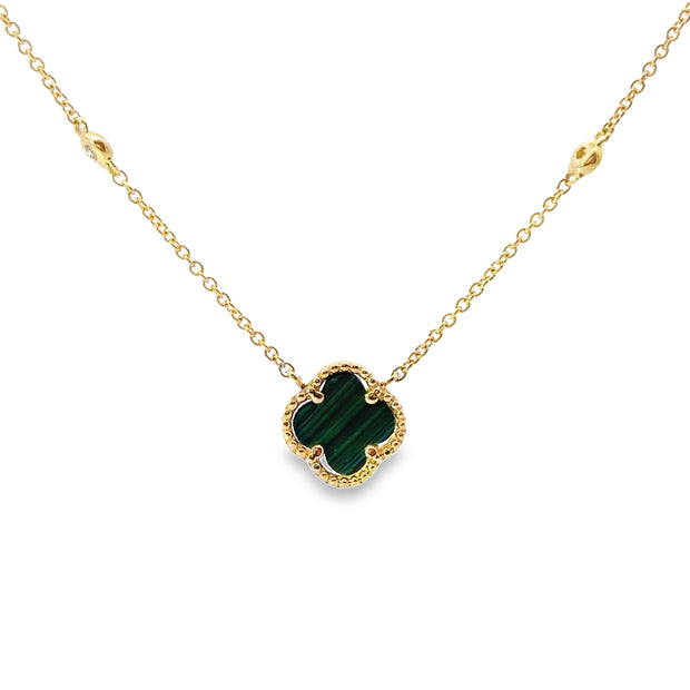 Yellow Gold Malachite and Diamond Fashion Necklace